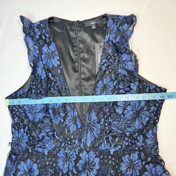 NWT Lulus Molinetto Navy Blue Lace Ruffled Tiered Sleeveless Maxi Dress XL - Picture 7 of 13